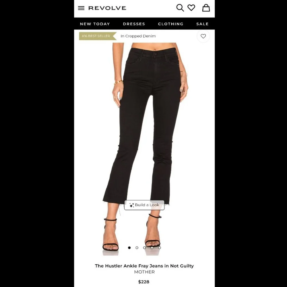 MOTHER Hustler Ankle Fray Black Jeans Size 26 Denim Pants Revolve Cropped Flared